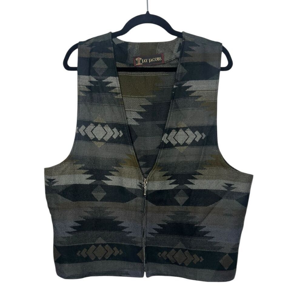 Jay Jacobs Men’s‎ Large Southwestern Aztec Sweater Vest Zip Up Vintage